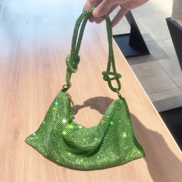 Green rhinestone handbag - Picture 1 of 7